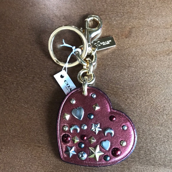 Coach Handbags - Coach Heart Shape Studs Key Chain Bag Fob & Clasp